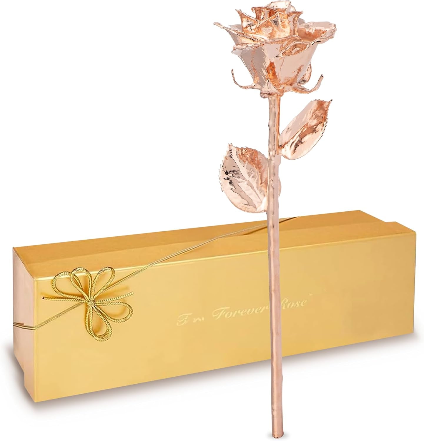 Real Rose Dipped in Rose Gold, Handcrafted Preserved Rose in Luxury Gold Gift Box, Romantic Gift for Her, Elegant Keepsake for Anniversary, Valentine'S Days, or Birthday.
